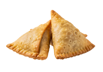 Slice of curry puff and isolated, a delicious snack on a white background