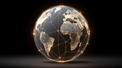 Digital Globe with Connected Lines Representing Global Data Flow and Technology Innovation