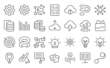 Fototapeta premium Collection of hand drawn icons representing technology business data and innovation concepts