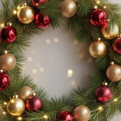 "Beautiful Christmas Wreath with Red and Gold Ornaments – Festive Holiday Decoration and Winter Home Decor Inspiration"