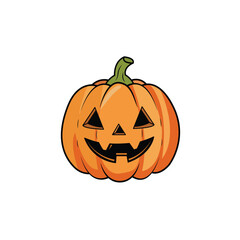 Fototapeta premium Jack o lantern halloween pumpkin with scary face isolated on white background 