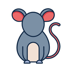 Cute cartoon mouse illustration with big ears and a long tail