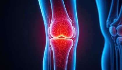 Detailed knee anatomy illustration for medical education and healthcare visuals, ideal for presentations and informative content on knee health and wellness