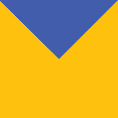 Minimalist, flat design icon representing an envelope or email message, using high-contrast color blocks.