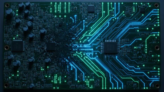 Electronic Circuit Board Receives Power Surge With Glowing Elements