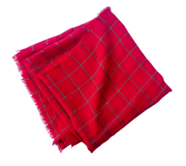 red plaid fabric isolated on white background