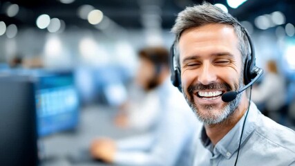 Customer Service Representative: A professional with headset, engaged in a customer service environment, offering support and assistance, and ready to help.