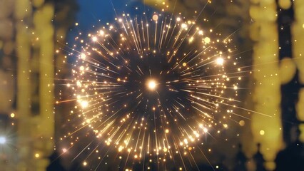 softly focused background with circular light reflections and luminous flares in shades of gold  dark blue  yellow  and black  creating a tranquil and romantic atmosphere suitable for celebratory