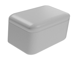 A gray rectangular plastic container with a lid isolated on a transparent background  3D rendering