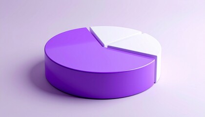 3D pie chart with purple and white segments on light purple background.