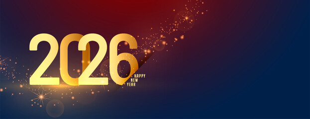 2026 new year greeting banner with sparkling effect