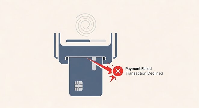 Payment Failure Illustration - Declined Transaction at ATM with Card.