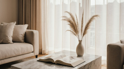 aesthetic neutral living room interior