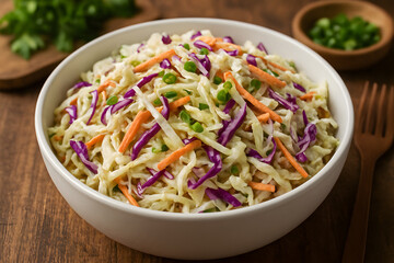 Fresh Vegetables Appetizer Platter Top View – Healthy Eating Background mixed greens salad with creamy sauce