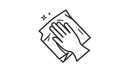 Obraz premium Simple black and white illustration depicts a hand cleaning a surface