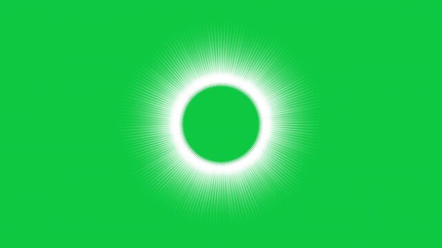 Light rays formed with circle shape on green screen background motion graphics. 