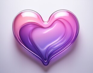 Elegant glossy heart with gradient pink and purple hues for Valentine's Day design or romantic greeting, conveying love and heartfelt emotion in a modern style