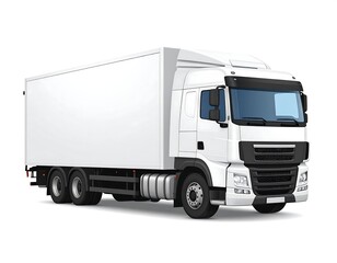 Large white commercial semi-truck isolated on a clean white background