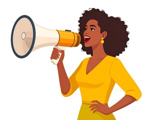 Illustration of a woman holding a megaphone and speaking