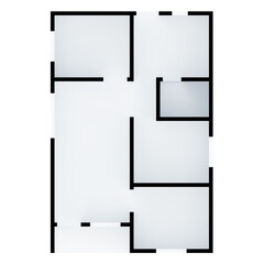 3D Shading Apartment Top View. Planning, Iso, Floorplan.