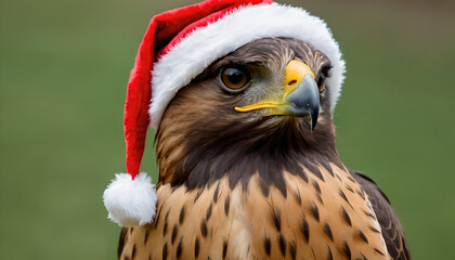 Fototapeta premium a hawk wearing a santa hat