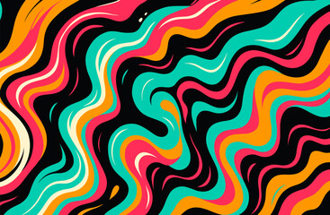 Colorful Abstract Fluid Fusion in Retro-Pop and Neo-Psychedelic Style — Vibrant Vector Background for Creative Posters, Branding, and Digital Design Projects
