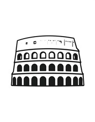 Naklejka premium Simple, outlined illustration of a famous ancient amphitheater structure