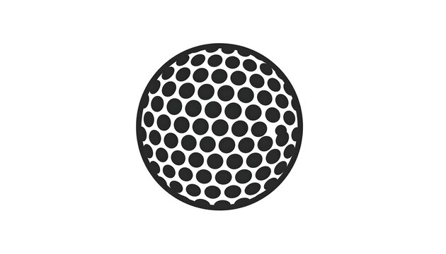 Simple black and white graphic of a dimpled spherical ball