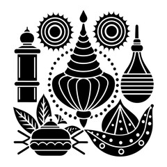 set of black and white icons