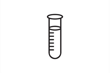 Black and white line icon of laboratory test tube for science and chemistry design concepts