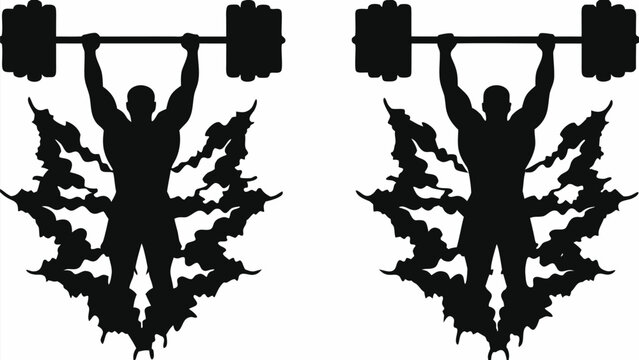Powerful silhouette of weightlifter raising barbell overhead, perfect for gym or fitness brand logo design