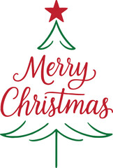 Typography Christmas  tree vector art and illustration.
