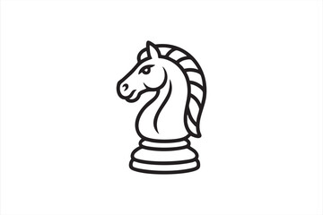 Simple line drawing of chess knight symbolizing thinking, focus, and creativity