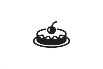Minimal vector illustration of round cake representing sweet treat and bakery food