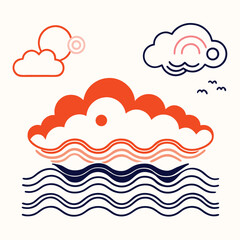 abstract cloud curve background with golden sunrise gradient, warm orange and yellow blending into soft sky blue, elegant fluid motion, modern vector design illustration