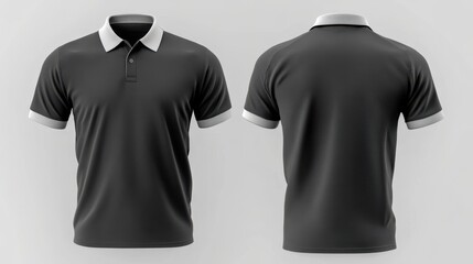 two-tone casual polo shirt, front and back view, isolated on a white background