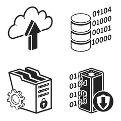 Cloud upload database folder server security icons