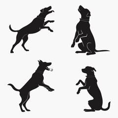 Four black dog silhouettes in various playful poses 1
