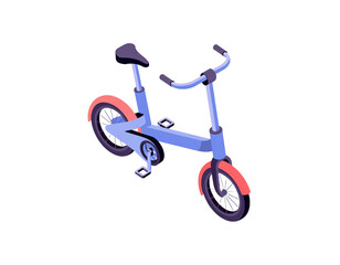3d icon blue and red folding bicycle isolated on transparent background