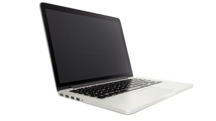 Laptop with blank screen isolated on transparent background for advertisement