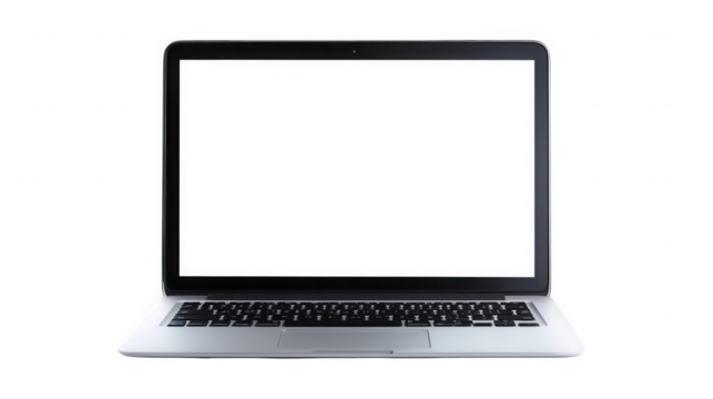 Laptop with blank screen isolated on transparent background for mockup presentation - Powered by Adobe