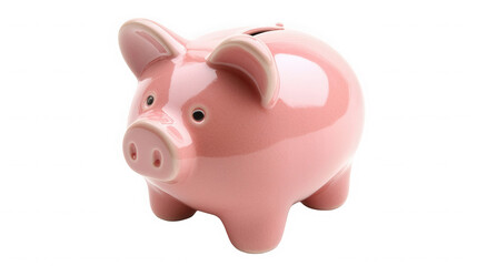 Obraz premium Pink piggy bank isolated on transparent background, a symbol of saving money