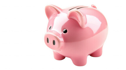 Obraz premium Pink piggy bank isolated on transparent background, a symbol of saving for future