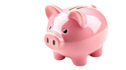 Pink piggy bank isolated on transparent background, a symbol of saving for future