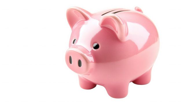 Pink piggy bank isolated on transparent background, a symbol of saving for future - Powered by Adobe
