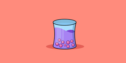 Purple Bubble Tea in a Glass on Coral Background
