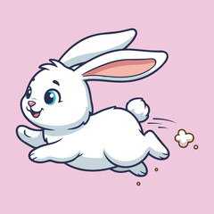 Cute rabbit running. Cartoon vector illustration