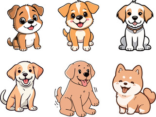 a set of vector puppies 