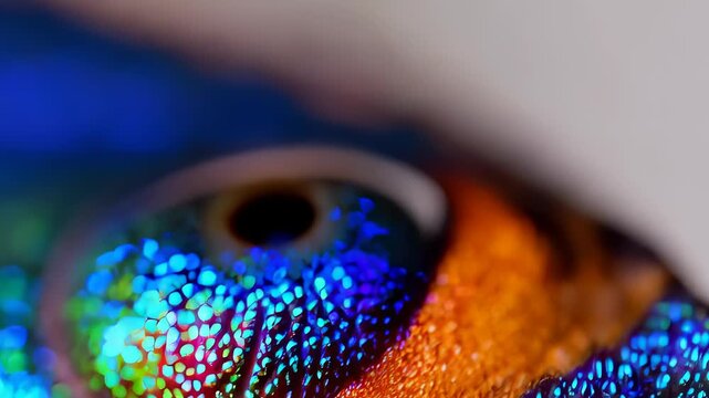 Close-up of a Colorful Iridescent Eye
