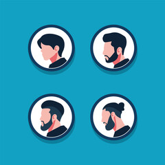 Men hairstyle and beard styles avatar collection vector illustration